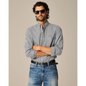 J.Crew Slim Untucked Gingham Shirt Poplin Men's XL Organic Cotton Blend Luxury